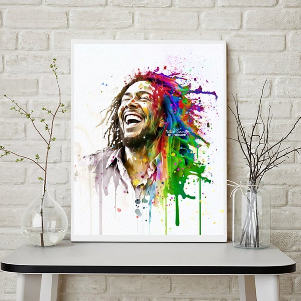 8x10 Bob Marley Smiling Fantasy  Watercolor Oil‎ Painting Wall Art Print